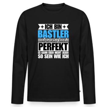 Perfekter Bastler - Männer Premium Bio Langarmshirt - Schwarz - Vorne - Nico (187cm)