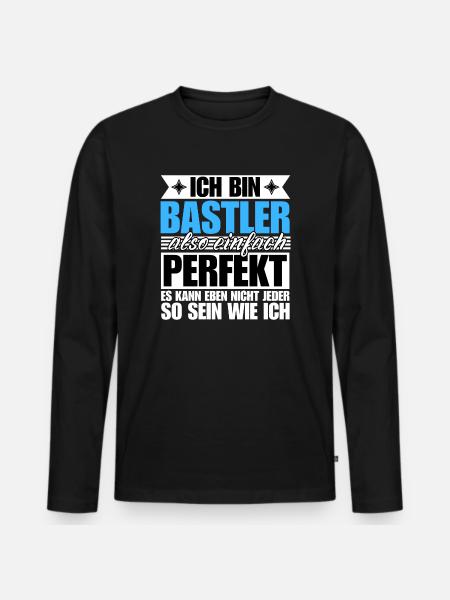 Perfekter Bastler - Männer Premium Bio Langarmshirt - Schwarz