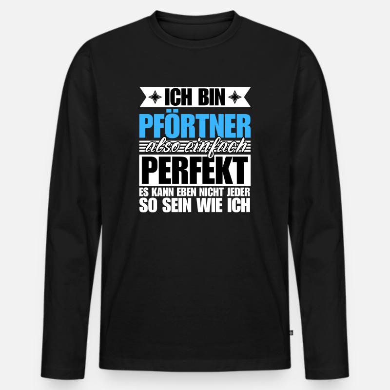 Perfekter Pförtner - Männer Premium Bio Langarmshirt - Schwarz