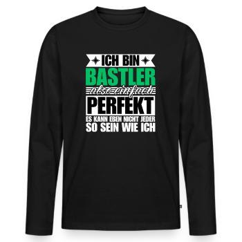 Perfekter Bastler - Männer Premium Bio Langarmshirt - Schwarz - Vorne - Nico (187cm)