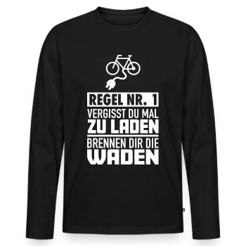 Ebike E-Bike Cycliste Vélo Drôle de sort - T-shirt manches longues Premium bio Homme - noir - Devant - Nico (187cm)