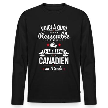 Voici à quoi ressemble le meilleur Canadien - T-shirt manches longues Premium bio Homme - noir - Devant - Nico (187cm)