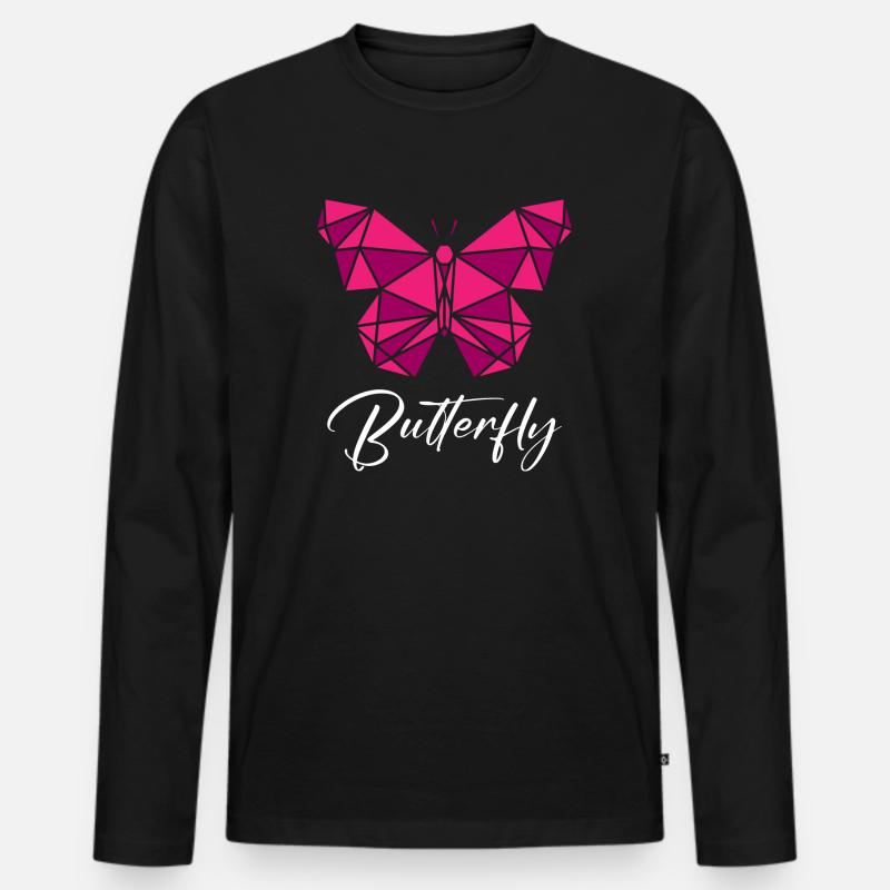 Butterfly Geometric - Männer Premium Bio Langarmshirt - Schwarz