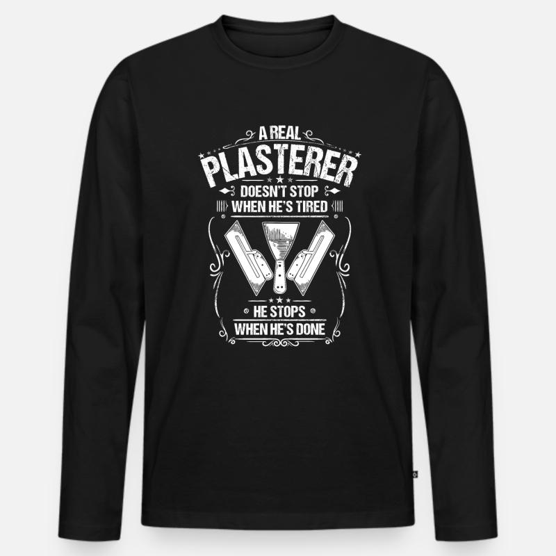 Stuckateur Plasterer Stukkateur Gipser Verputzer - Männer Premium Bio Langarmshirt - Schwarz