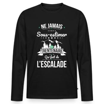 Sous-estimer trentenaire qui fait de l'escalade - T-shirt manches longues Premium bio Homme - noir - Devant - Nico (187cm)