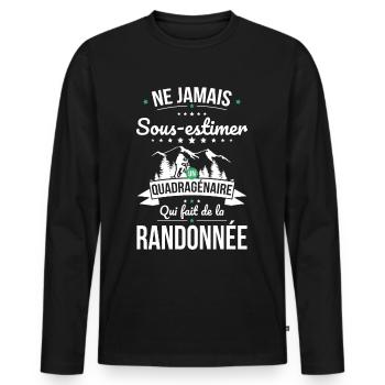 Sous-estimer quadragénaire qui fait randonnée - T-shirt manches longues Premium bio Homme - noir - Devant - Nico (187cm)