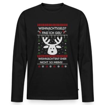 Lustiges Weihnachten Rentier Sweatshirt/Pullover - Männer Premium Bio Langarmshirt - Schwarz - Vorne - Nico (187cm)
