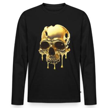 Melting skull made of gold - Men's Premium Organic Long Sleeve Shirt - black - Front - Nico (187cm)