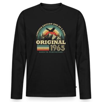 Original 1965 Jahrgang Vintage Geburtstag Retro - Männer Premium Bio Langarmshirt - Schwarz - Vorne - Nico (187cm)