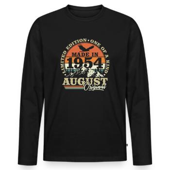 Août 1954 Vintage Vintage Rétro Anniversaire - T-shirt manches longues Premium bio Homme - noir - Devant - Nico (187cm)