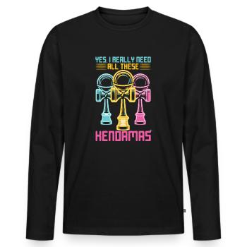 Kendama Rétro Vaporwave Kendama Années 80 - T-shirt manches longues Premium bio Homme - noir - Devant - Nico (187cm)