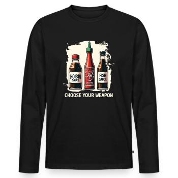Funny Pho Sauces - Men's Premium Organic Long Sleeve Shirt - black - Front - Nico (187cm)
