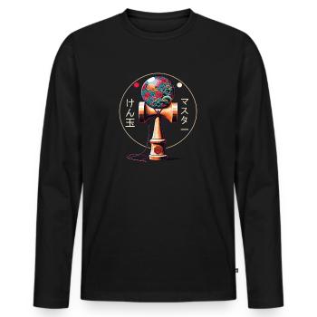 Kendama japonais Maître Kendama - T-shirt manches longues Premium bio Homme - noir - Devant - Nico (187cm)