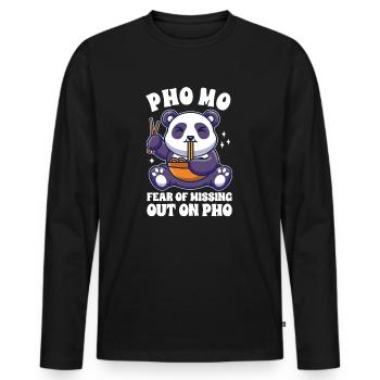 Funny Pho Cute Panda Eating Pho - Men's Premium Organic Long Sleeve Shirt - black - Front - Nico (187cm)