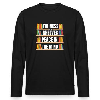 Bibliotheksassistent - Männer Premium Bio Langarmshirt - Schwarz - Vorne - Nico (187cm)