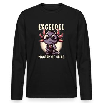 Excelotl Geeky Tableur Axolotl - T-shirt manches longues Premium bio Homme - noir - Devant - Nico (187cm)