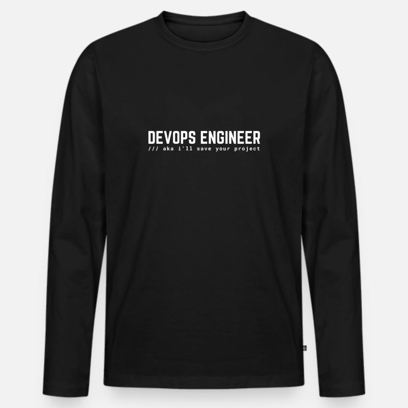 DEVOPS ENGINEER aka ill save your project white Men's Premium Organic Long Sleeve Shirt
