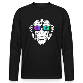 Monkey Affe Urlaub Sonnenbrille Gute Laune Musik A - Männer Premium Bio Langarmshirt - Schwarz - Vorne - Nico (187cm)