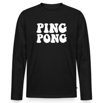 Ping Pong outfit with table tennis bat - Men's Premium Organic Long Sleeve Shirt - black - Front - Nico (187cm)