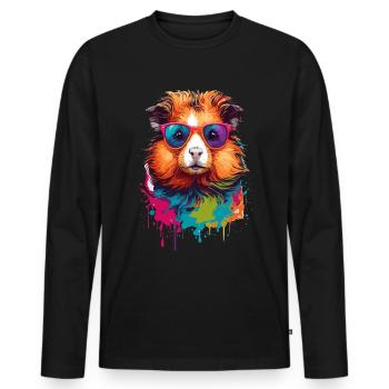 Guinea Pig Cool Lunettes de soleil élégantes mignonnes - T-shirt manches longues Premium bio Homme - noir - Devant - Nico (187cm)