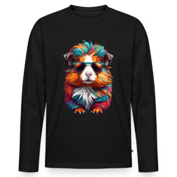 Cute guinea pigs in sunglasses cuteness - Men's Premium Organic Long Sleeve Shirt - black - Front - Nico (187cm)