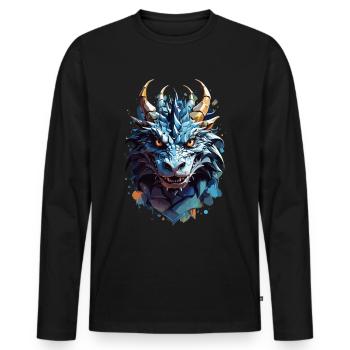 Dragon mystique - Lueur lugubre - T-shirt manches longues Premium bio Homme - noir - Devant - Nico (187cm)