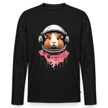 cobaye, astronaute, espace, technologie spatiale - T-shirt manches longues Premium bio Homme - noir - Devant - Nico (187cm)
