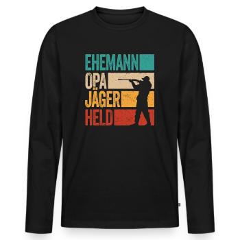 Ehemann Opa Jäger Held Rotwild Jagd Jagen Lustig - Männer Premium Bio Langarmshirt - Schwarz - Vorne - Nico (187cm)