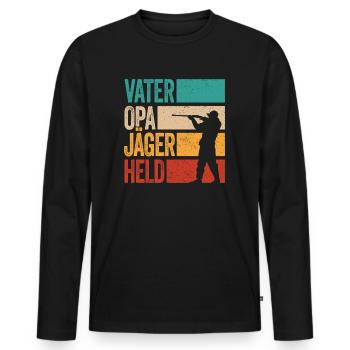 Vater Opa Jäger Held Rotwild Jagd Jagen Lustig - Männer Premium Bio Langarmshirt - Schwarz - Vorne - Nico (187cm)