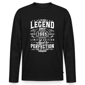 Légende depuis 1965 Cadeau d’anniversaire vintage - T-shirt manches longues Premium bio Homme - noir - Devant - Nico (187cm)