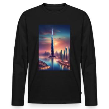 Großer Wolkenkratzer in einer Stadt - Männer Premium Bio Langarmshirt - Schwarz - Vorne - Nico (187cm)