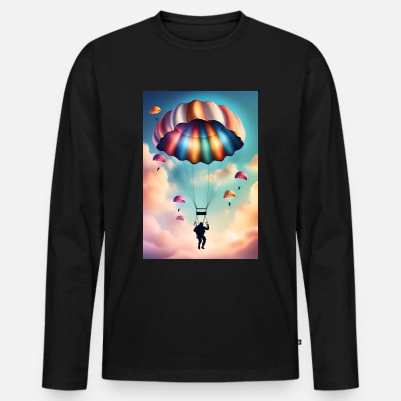 Bunter Fallschirm - Männer Premium Bio Langarmshirt - Schwarz