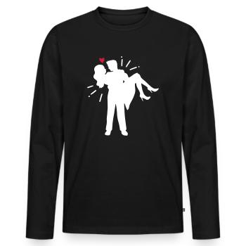 Newlyweds wedding couple heart - Men's Premium Organic Long Sleeve Shirt - black - Front - Nico (187cm)