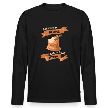 The right flour makes the perfect pizza - Men's Premium Organic Long Sleeve Shirt - black - Front - Nico (187cm)
