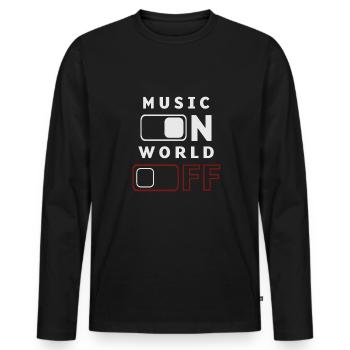 Music On, World Off - Männer Premium Bio Langarmshirt - Schwarz - Vorne - Nico (187cm)