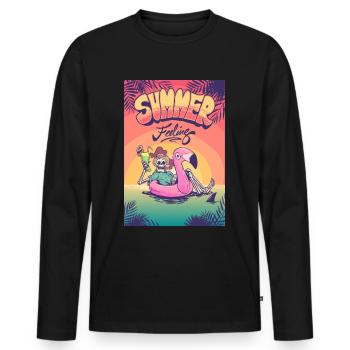 Saufen Party Urlaub Reise Strand Meer Ozean Sonne - Männer Premium Bio Langarmshirt - Schwarz - Vorne - Nico (187cm)