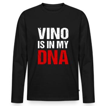 Vino is in my DNA Wine Drinking Humor - Men's Premium Organic Long Sleeve Shirt - black - Front - Nico (187cm)