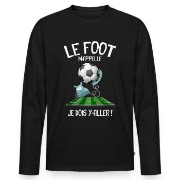Football Foot Cadeau Footballeur - T-shirt manches longues Premium bio Homme - noir - Devant - Nico (187cm)