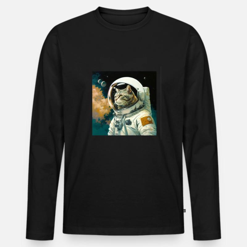Spacecat - Männer Premium Bio Langarmshirt - Schwarz