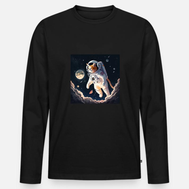Spacecat Weltall Katze - Männer Premium Bio Langarmshirt - Schwarz