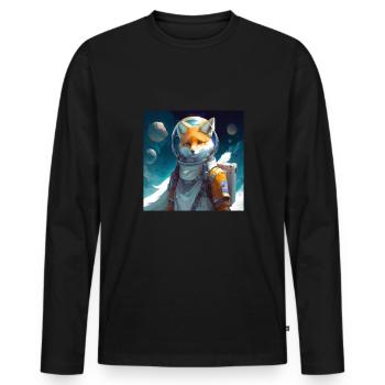 Spacefuchs Fuchs im All - Männer Premium Bio Langarmshirt - Schwarz - Vorne - Nico (187cm)