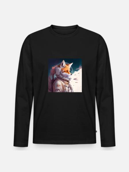 Espace astronaute Spacefox Fox - T-shirt manches longues Premium bio Homme - noir