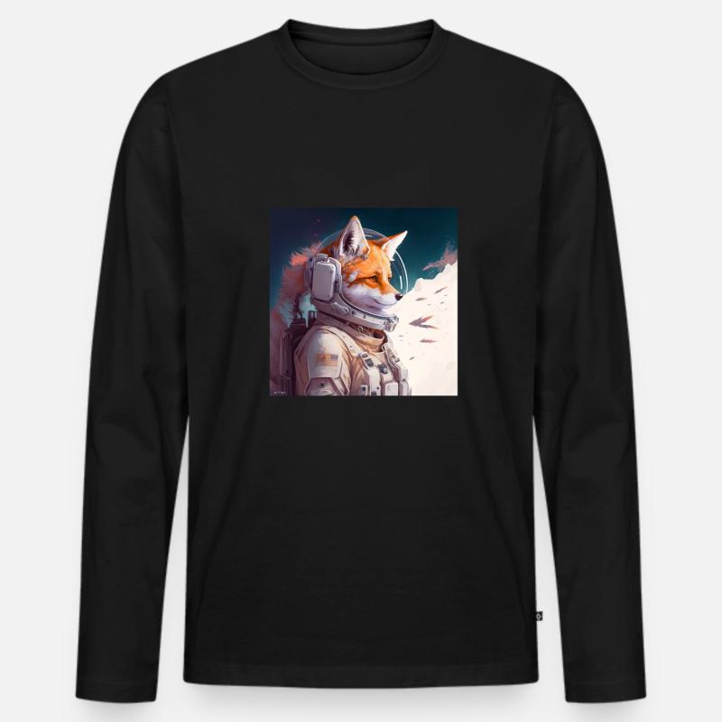 Spacefox Fox Astronaut Space - Men's Premium Organic Long Sleeve Shirt - black