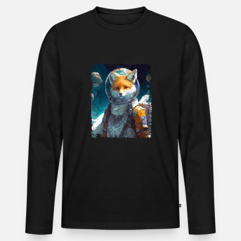Spacefuchs Fuchs Raumanzug - Männer Premium Bio Langarmshirt - Schwarz