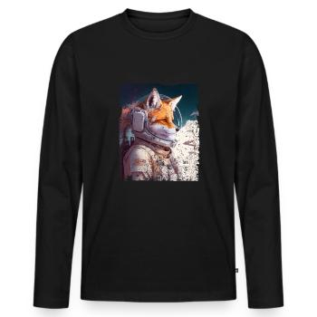 Spacefuchs Fuchs im All Raumanzug - Männer Premium Bio Langarmshirt - Schwarz - Vorne - Nico (187cm)
