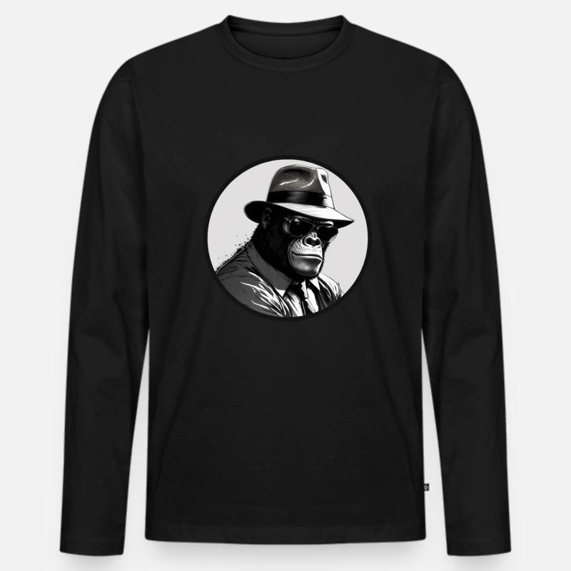 Affe Gangster - Männer Premium Bio Langarmshirt - Schwarz