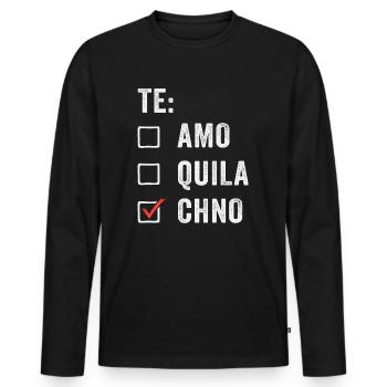 Te Amo Tequila Techno Rave Festival Electro Raver - Men's Premium Organic Long Sleeve Shirt - black - Front - Nico (187cm)