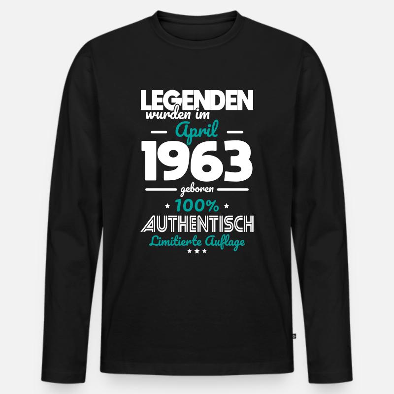 60. Geburtstag - Legenden wurden im April 1963 - Männer Premium Bio Langarmshirt - Schwarz