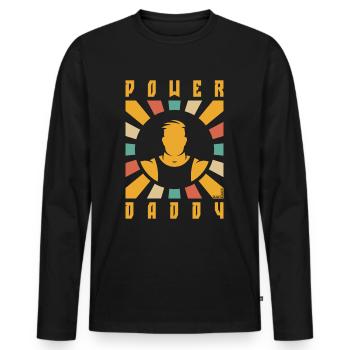 Power Daddy (Dad / Papa / Rays / White) - Men's Premium Organic Long Sleeve Shirt - black - Front - Nico (187cm)