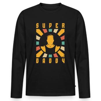 Super Daddy (Dad / Papa / Rays / 4C) - Men's Premium Organic Long Sleeve Shirt - black - Front - Nico (187cm)